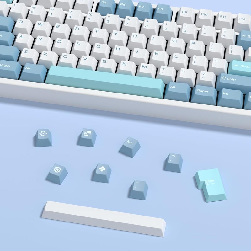 KBDiy SHOKO PBT Double Shot Keycap Set,176 Keys Blue Cute Custom Key Caps Keycaps 60 Percent Cherry Profile Keycaps for 61/64/68/84/87/100/104/108 Mechanical Keyboard - Image 5